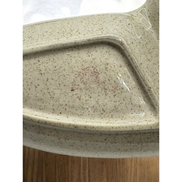 Vintage Red Wing Pottery Divided Ceramic Veggie Bowl Dish Quail Bird Bob White H - Picture 5 of 8